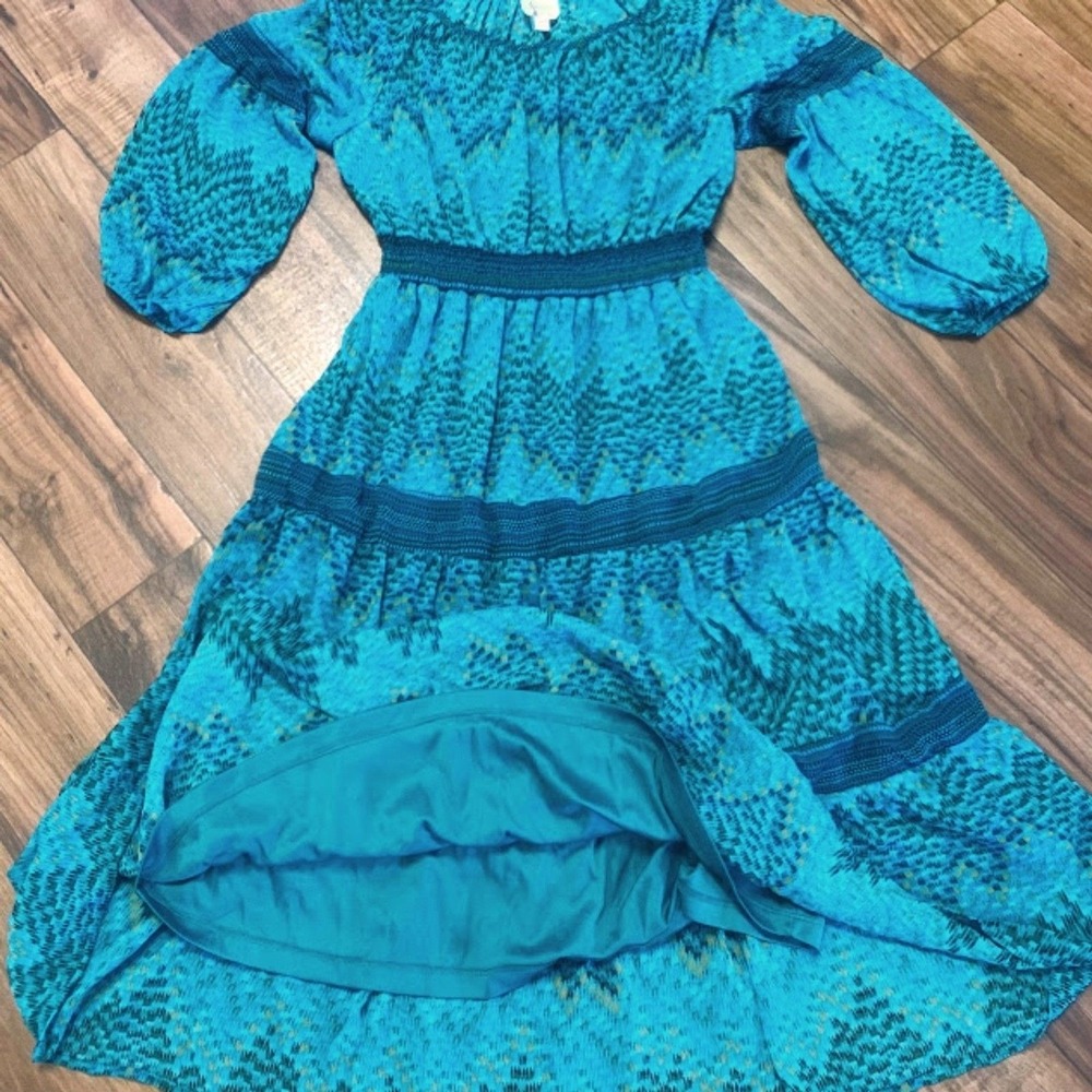Anthropologie Fig and Flowers Bohemian Midi Dress in Blue/Green Medium - Picture 5 of 8